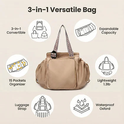 3-in-1 Convertible Large Capacity Tote/Backpack Bag