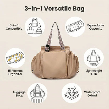 3-in-1 Convertible Large Capacity Tote/Backpack Bag