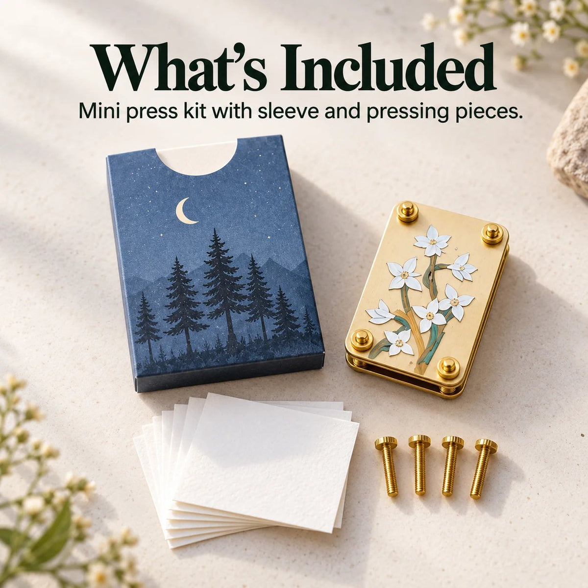 🌸📖 Little Bloom Keepsake Flower Press – Pocket-Sized Botanical Press Kit with 10 Pressing Sheets, 9 Floral Designs for DIY Crafts, Journaling & Nature Lover Gifts 🎁🌿