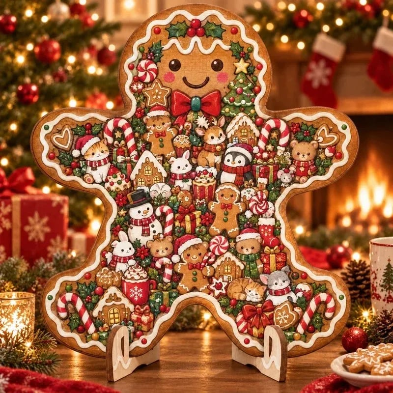 Wooden Christmas Puzzle with Stand — 8 Festive Designs to Build & Display