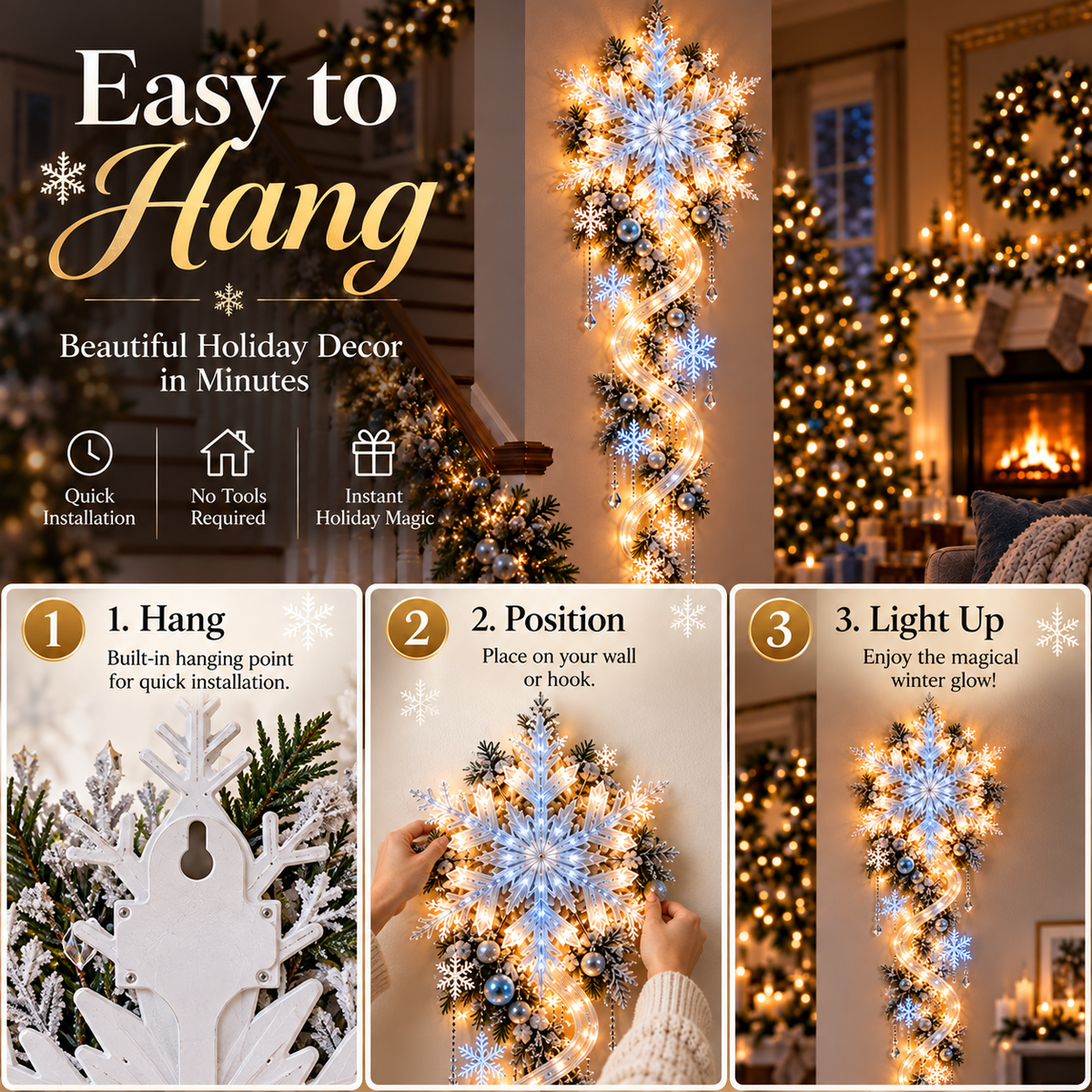 ❄️Giant Snowflake Blizzard Trail™- Let the Snowstorm Glow Indoors