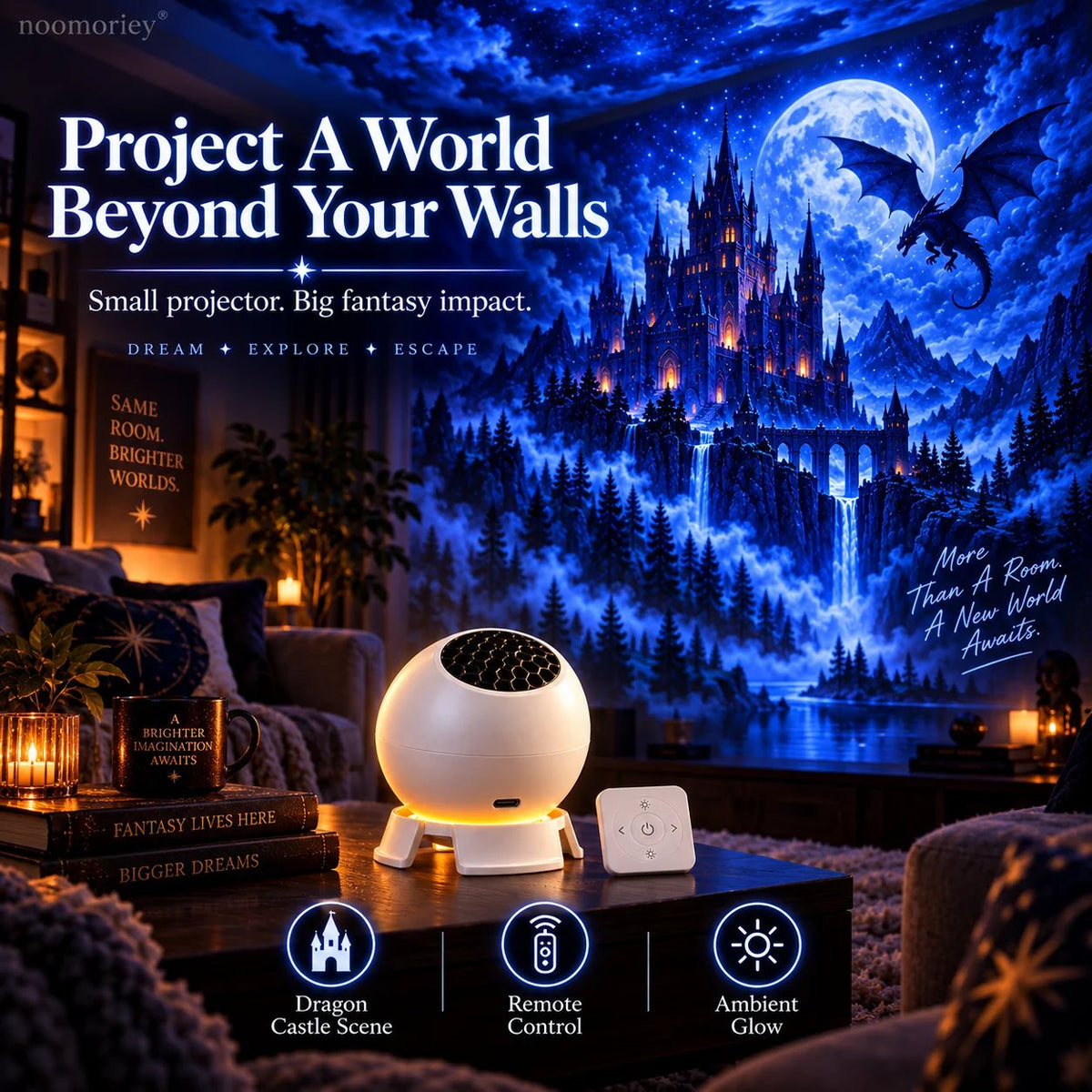 🐉🏰 Dragon Realm Immersive Projector – Transform Your Room into Castles, Enchanted Forests & Frozen Worlds ✨