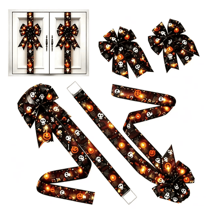 🎃4PCS Light-Up Halloween Tassel Decor With Orange Bow