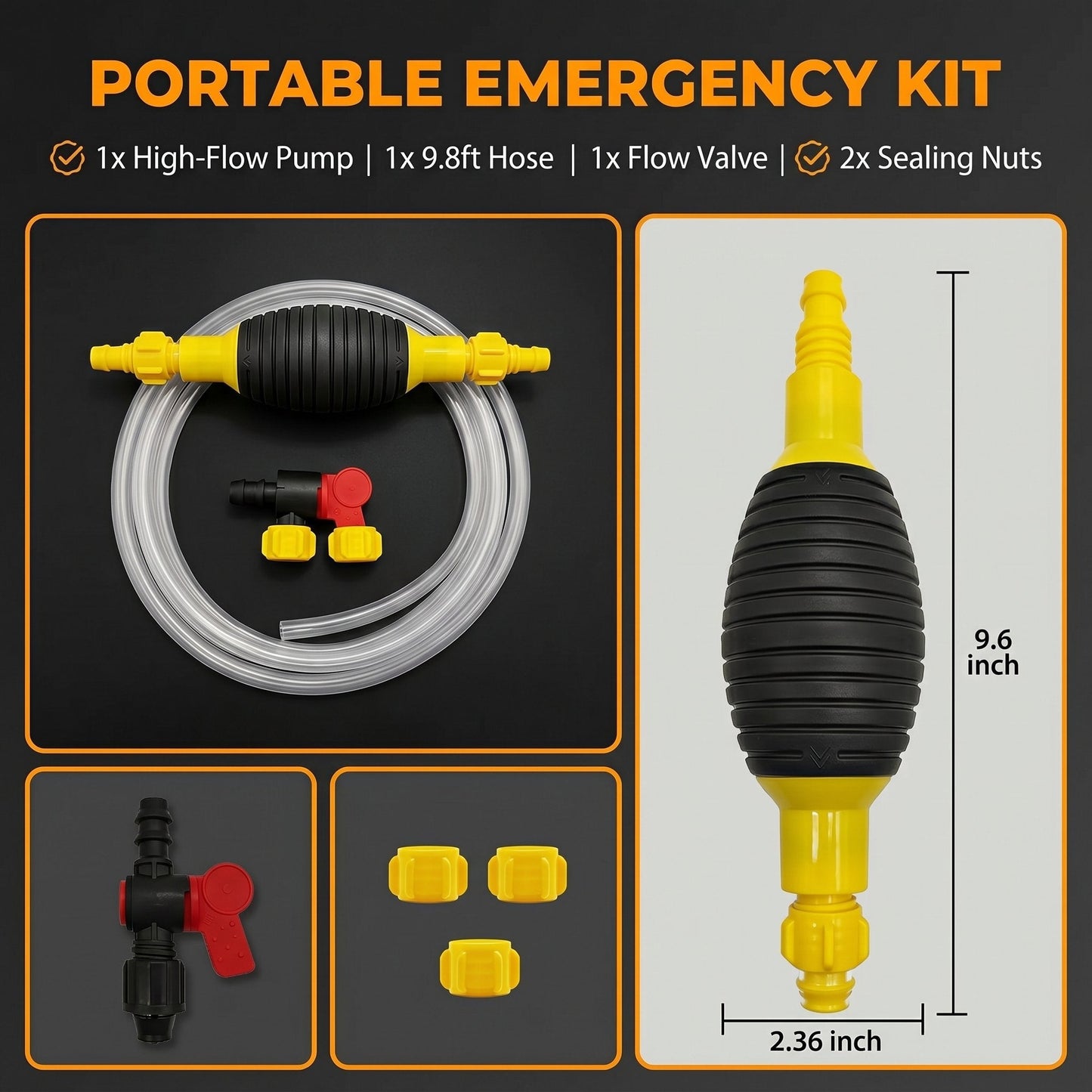Multifunction Liquid Sucker Pump High Flow Manual Fuel Pump 9.8 Ft Hose