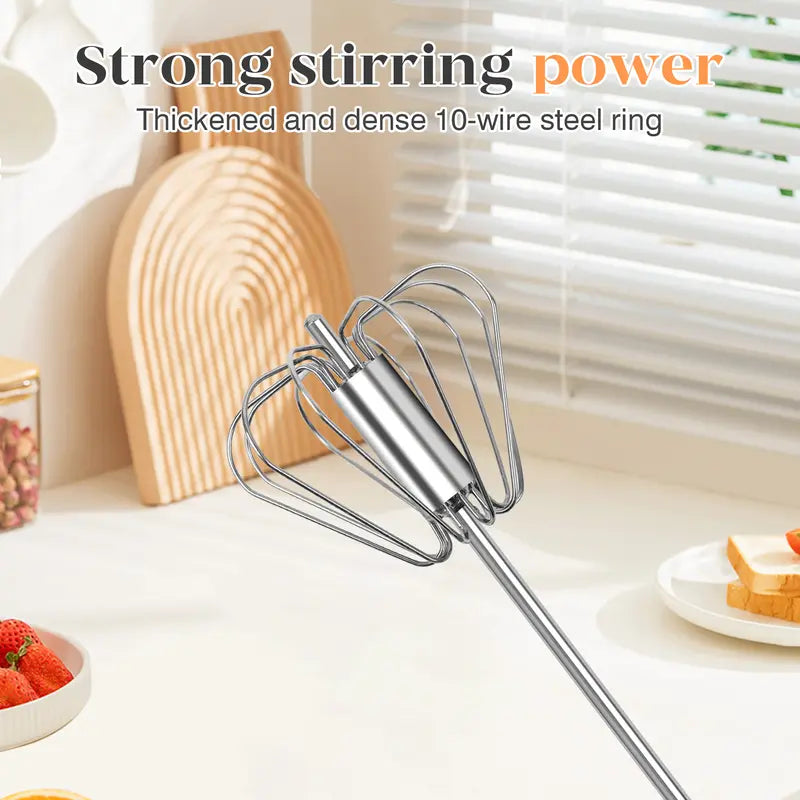Stainless Steel Hand-Push Rotary Whisk – Effortless Mixing in Seconds