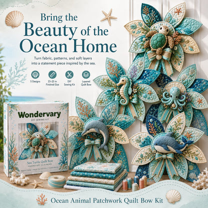 🌊 DIY Ocean Animal Quilted Bow Kit – Large 3D Coastal Door & Wall Décor