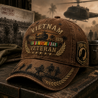 🎖️Vietnam Veteran 1965–1975 Commemorative Embroidered Cap –💛 Proud to Have Served
