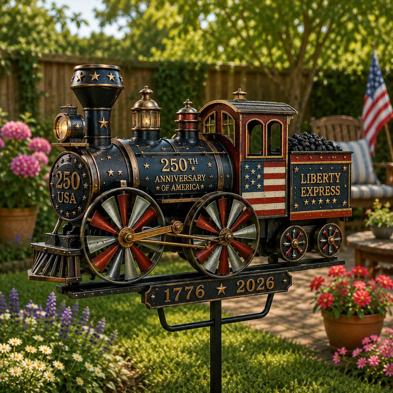 🔥Limited time 49% OFF🔥🚂USA 250 “Liberty Express” Train Garden Wind Spinner -✈️ (Buy 2 Free Delivery Fee)