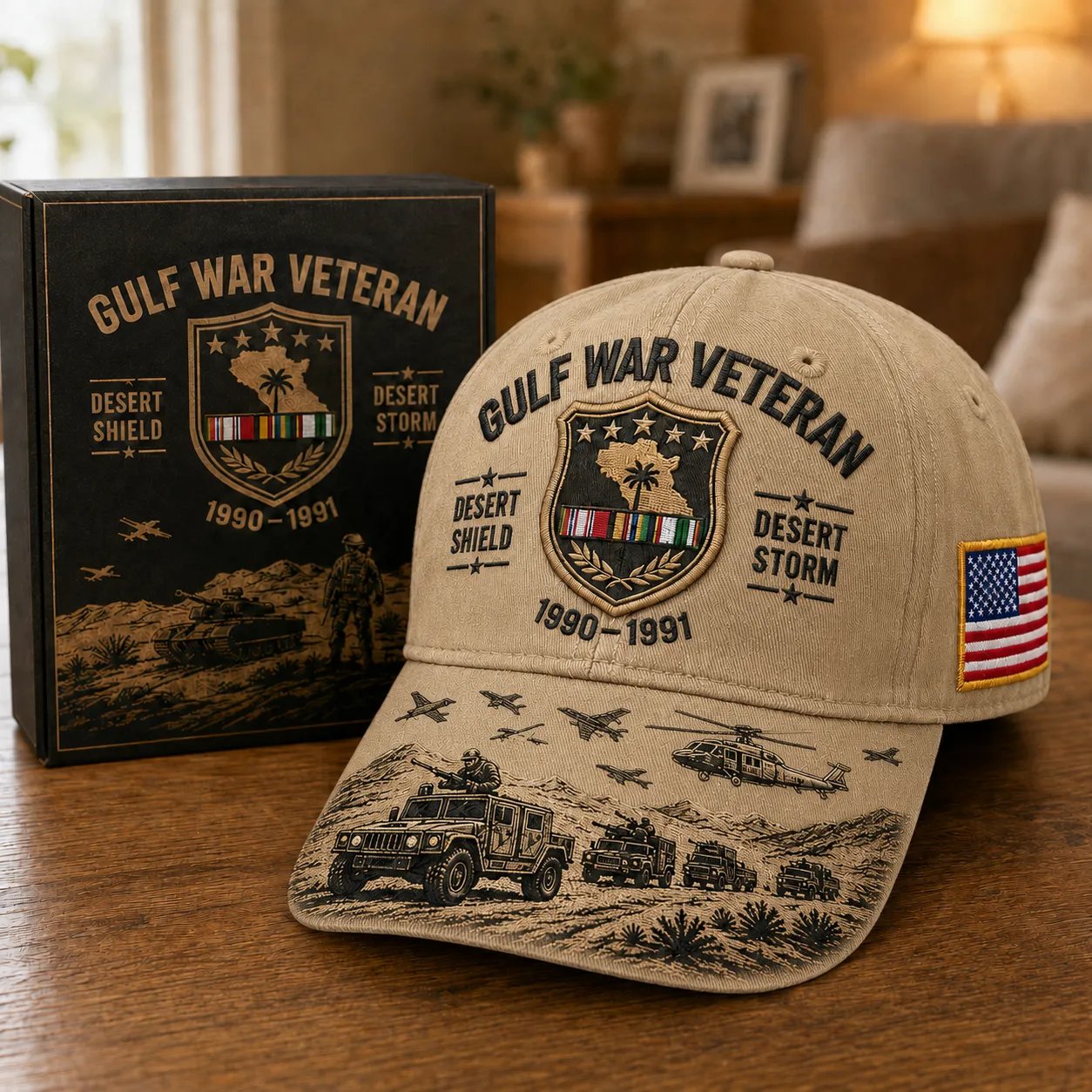 🏜️Gulf War Veteran Desert Shield & 🚁Desert Storm Commemorative Cap 🇺🇸