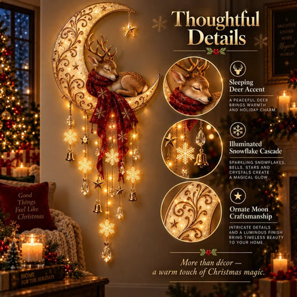🦌🌙 Moonlit Deer Starfall Wall Light™ – Lighted Christmas Wall Decor