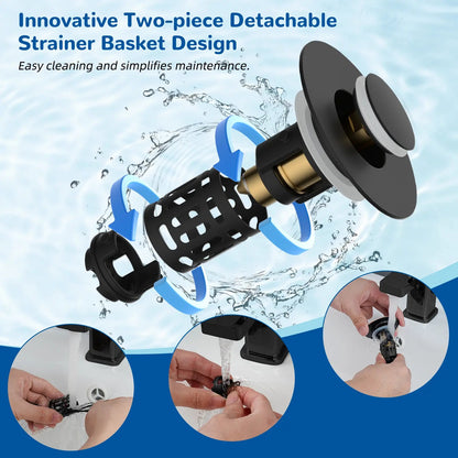 3-in-1 Universal Pop-Up Bathroom Sink Drain Strainer