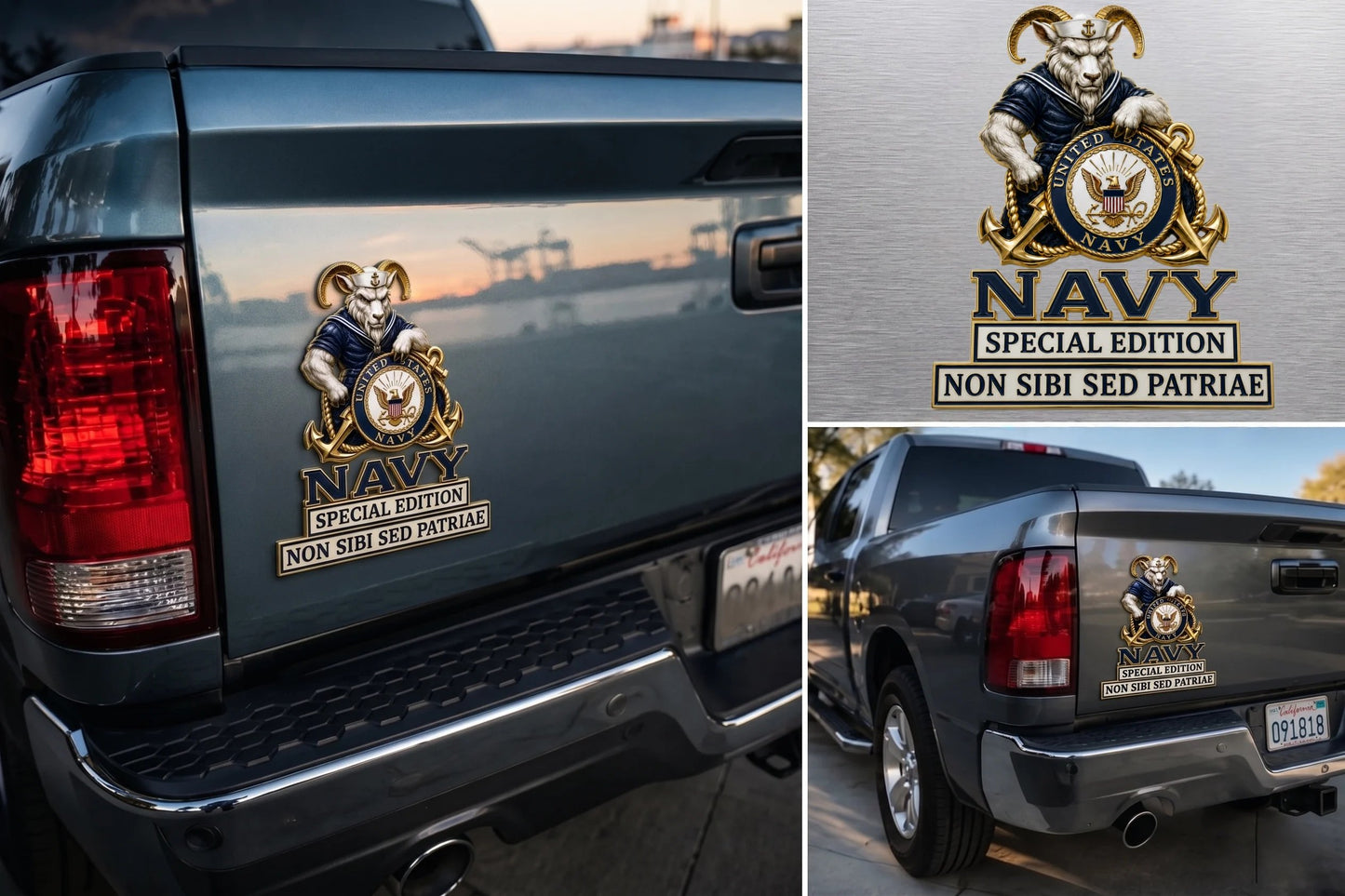 🇺🇸 Last Day Promo: 49% OFF ⚓-US Navy Bill the Goat Non Sibi Sed Patriae Car Emblem Metal Badge