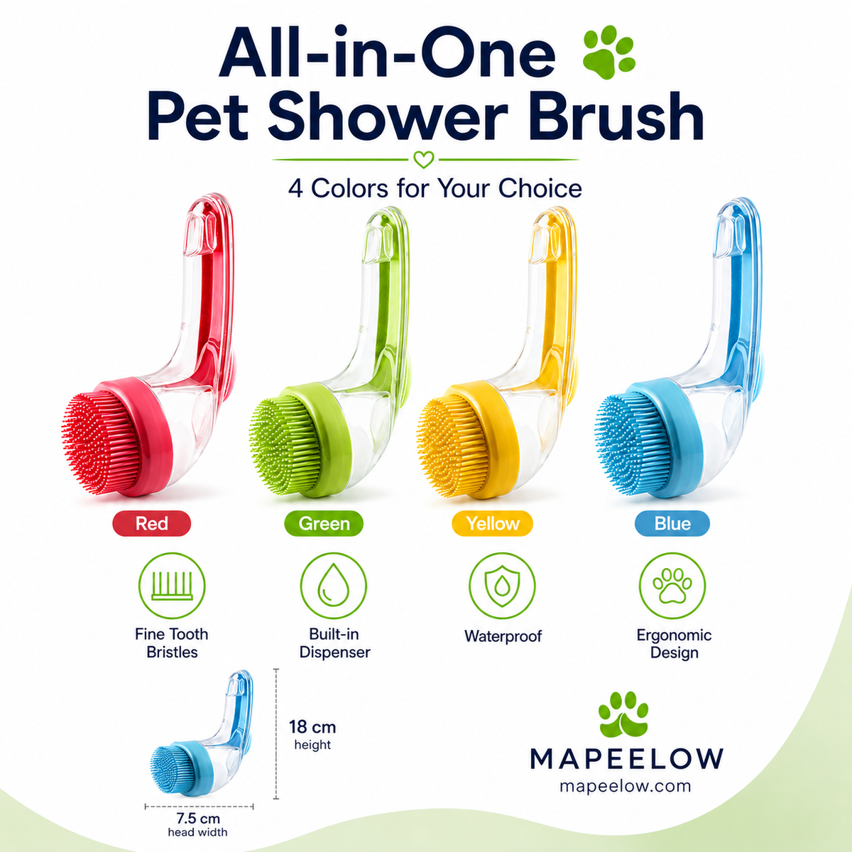 ⏳🔥LIMITED-TIME 50% OFF! ⏰ Pet Bath Brush – Grooming Tool 🐾