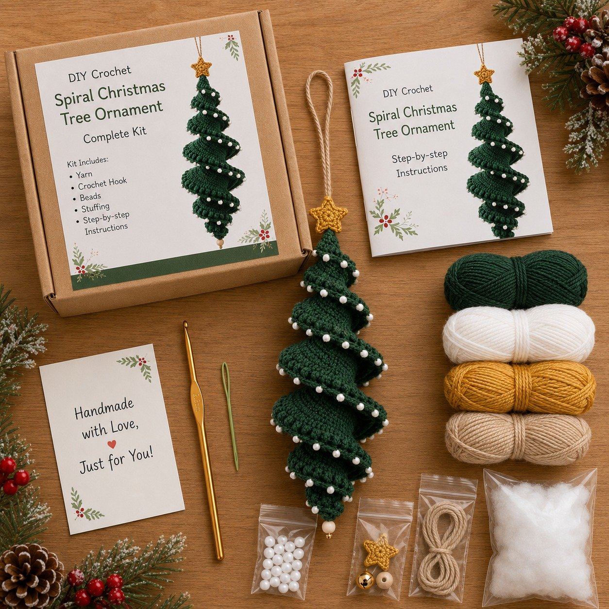 ☃️🧶 Crochet Snowman Spiral Ornament DIY Kit—Stitch Your Own Christmas Magic! 🎄✨