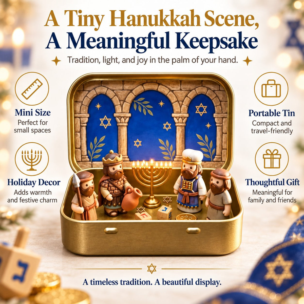 Religious Pocket-Size Mini Nativity Scene Set with Storage Box
