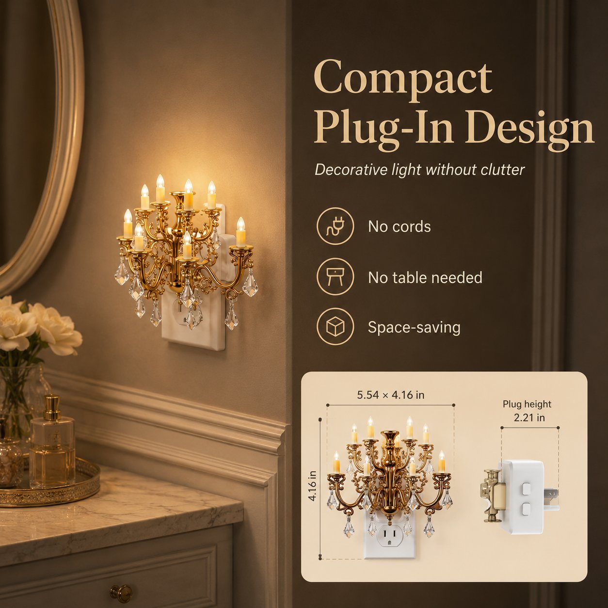 Vintage Mini Chandelier Plug-In Night Light