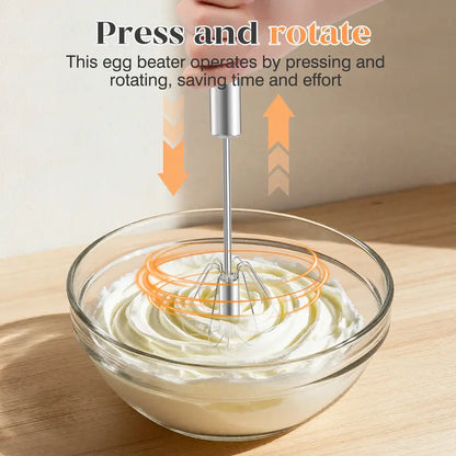 Stainless Steel Hand-Push Rotary Whisk – Effortless Mixing in Seconds