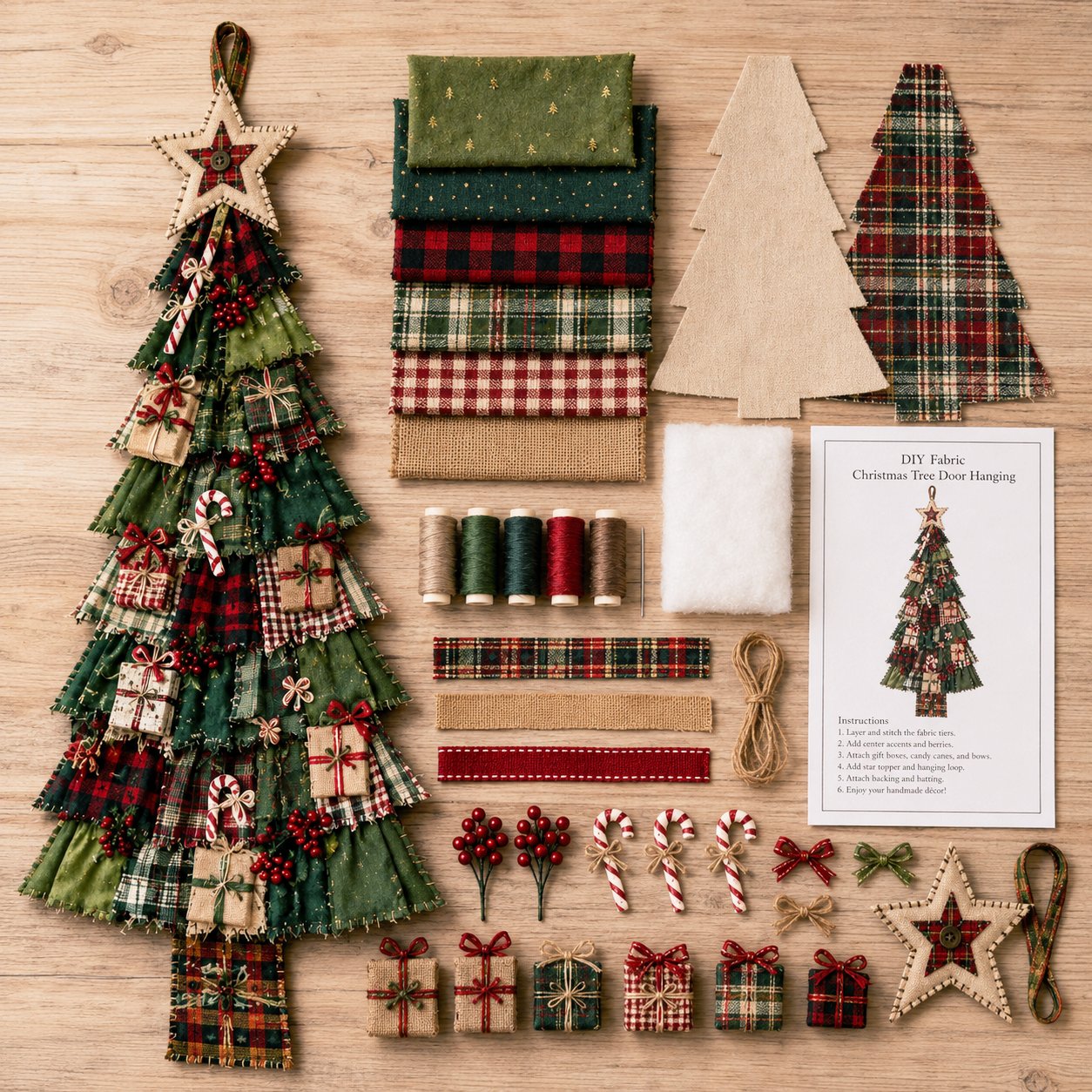 🎄Beginner-Friendly DIY Oversized Patchwork Christmas Tree Door Hanging Kit | Complete Kit with All Tools & Step-by-Step Guide Included 💕