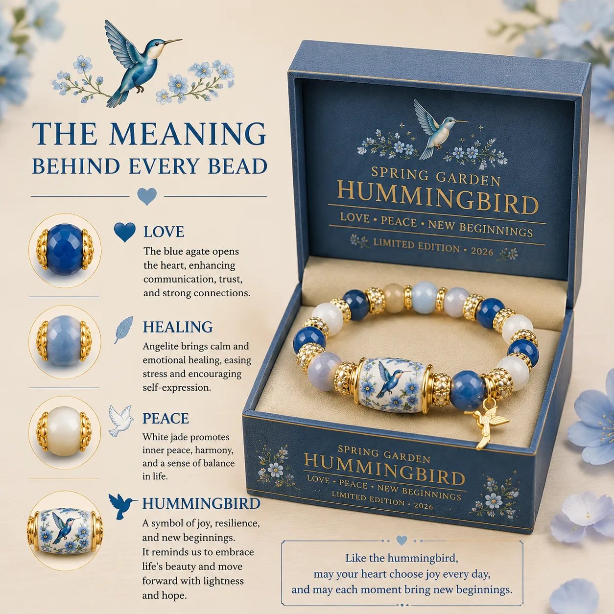 🌿 Love, Peace & Spring Blessings 💖 | 2026 Limited Edition Bracelet - Limited stock