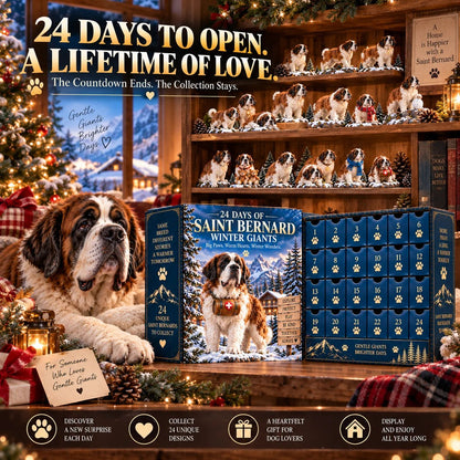 24 Days of Saint Bernard Winter Giants – Christmas Advent Calendar | 24 Unique Dog Collectible Figurines