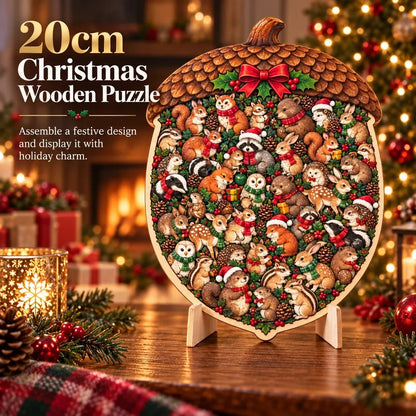 Wooden Christmas Puzzle with Stand — 8 Festive Designs to Build & Display