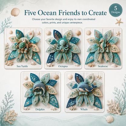 🌊 DIY Ocean Animal Quilted Bow Kit – Large 3D Coastal Door & Wall Décor