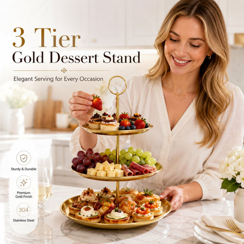 💛 Elegant 3-Tier Gold Dessert Stand – Turn Every Celebration Into Something Special