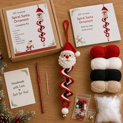 ☃️🧶 Crochet Snowman Spiral Ornament DIY Kit—Stitch Your Own Christmas Magic! 🎄✨