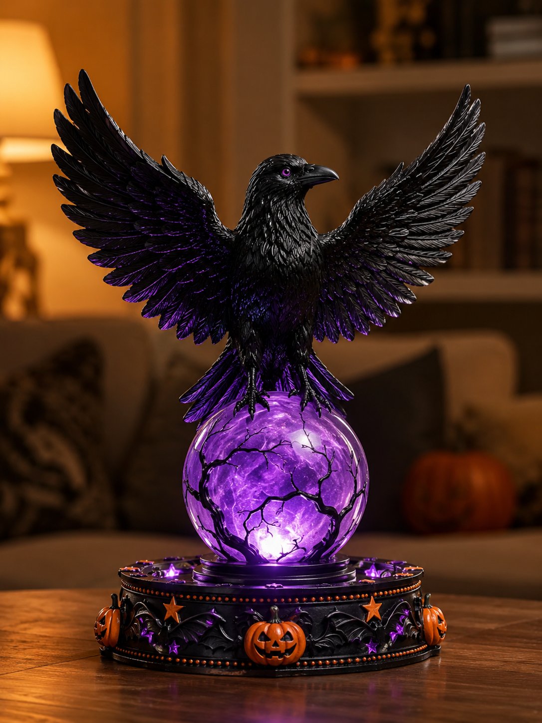 👻Halloween Raven Crystal Ball Lighted Decor