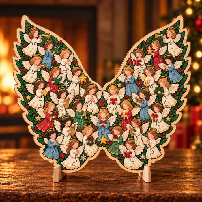 Intricate Christmas Keepsake Wooden Puzzle Ornaments – Artistic Festive Tabletop Décor