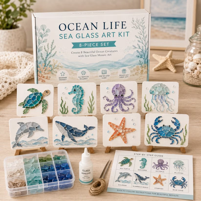 🌊🎨 DIY Sea Glass Mosaic Art Kit – Bring The Ocean To Life