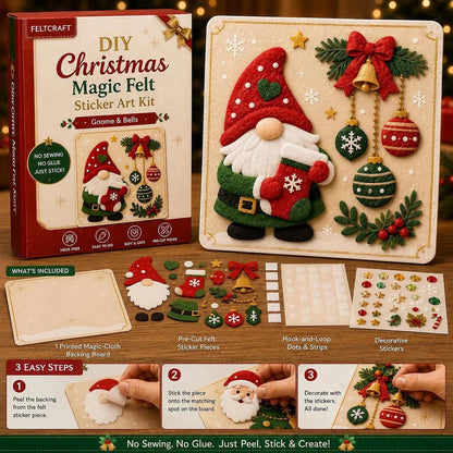 🎄✨ Cozy Christmas Felt Art Craft Kit – Reusable DIY Family Activity & Creative Christmas Gift 🎁❤️