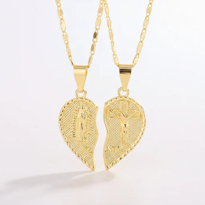 ✝️❤️Virgin Mary Layered Heart Combination Prayer Couple Necklace