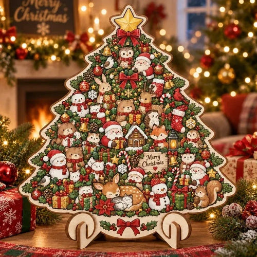 Wooden Christmas Puzzle with Stand — 8 Festive Designs to Build & Display
