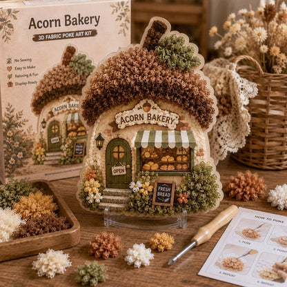 🍄Whimsical Village 3D Fabric Poke Art Kit