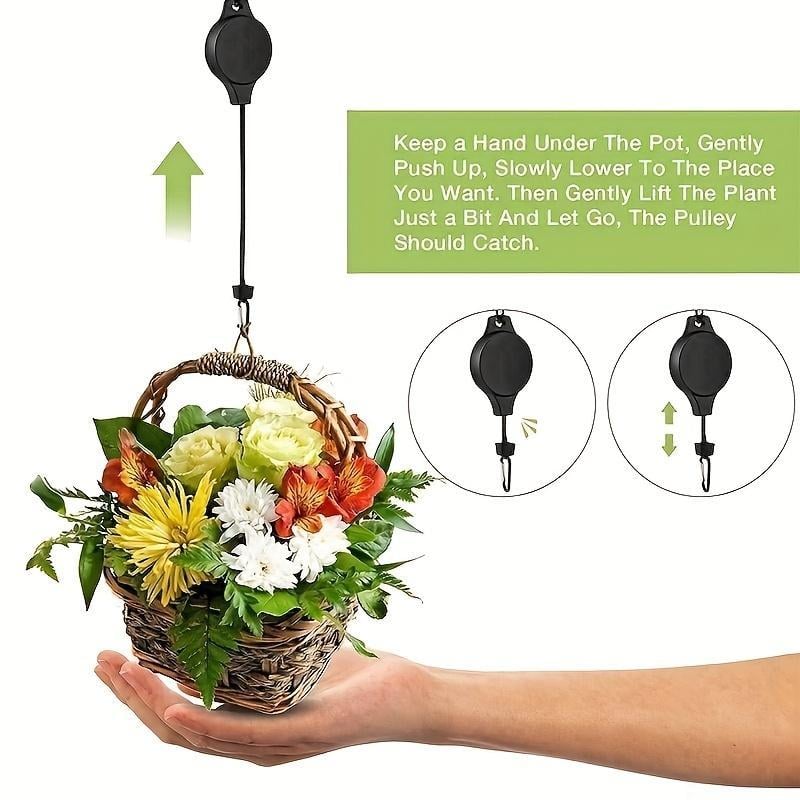 🌸 Buy one get one free 🌸Plant Pulley Set for Garden Baskets Pots, Birds Feeder🐦