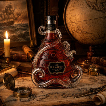 The Kraken Black Spiced Rum Limited Edition Octopus Limited Edition Whiskey Bottle
