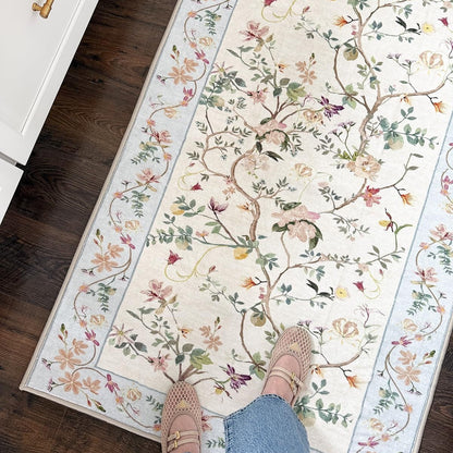 American Country Floral Washable Runner Rug