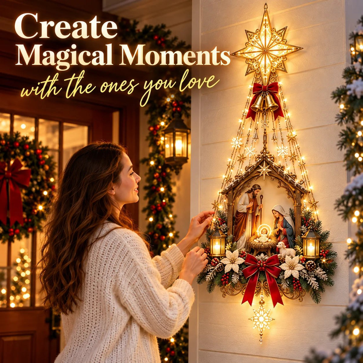 Nativity Wall Light -Star of Bethlehem Lighted Nativity Wall Decor – Bring the Heart of Christmas Home 🎄