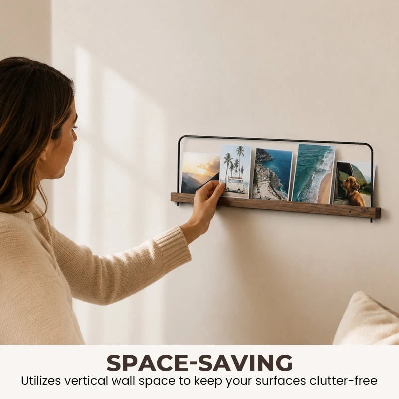 Minimalist Photo Display Shelf – Modern Wall Ledge for Photos, Art Prints & Postcards