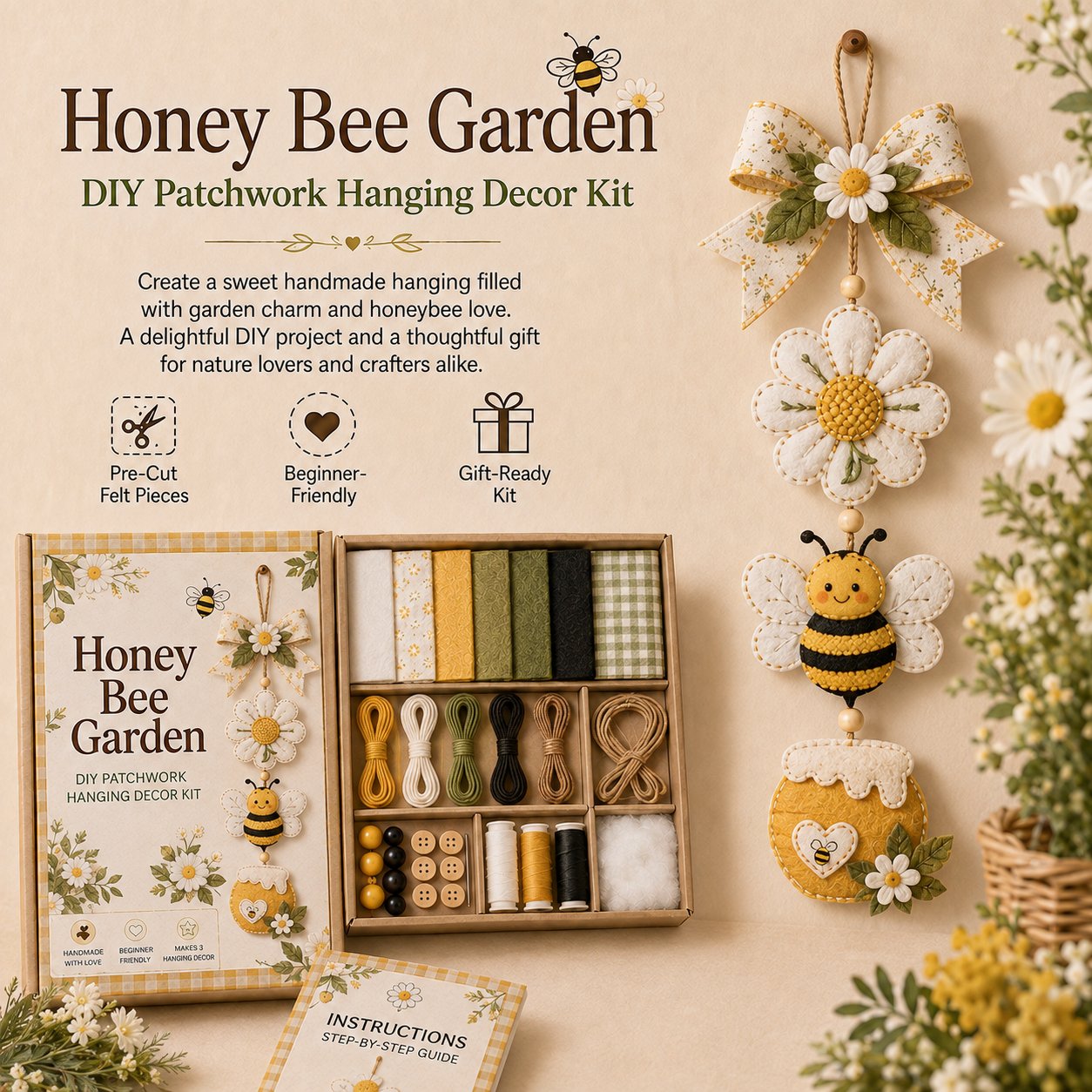 🔥Last Day 49% OFF - ✨🧵 DIY Patchwork Hanging Decor Kit | A Heartfelt Handmade Decoration Full of Love & Memories