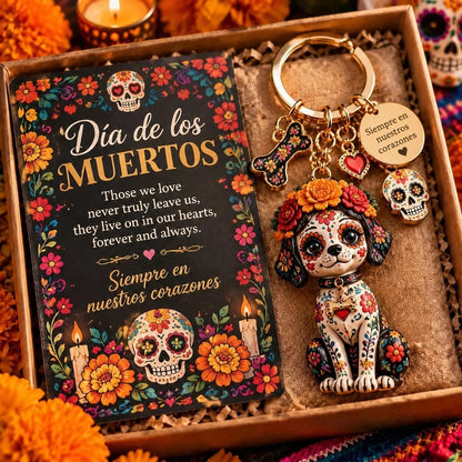 Día de Muertos Charm Keychain | 4 Colorful Floral & Skull-Inspired Styles