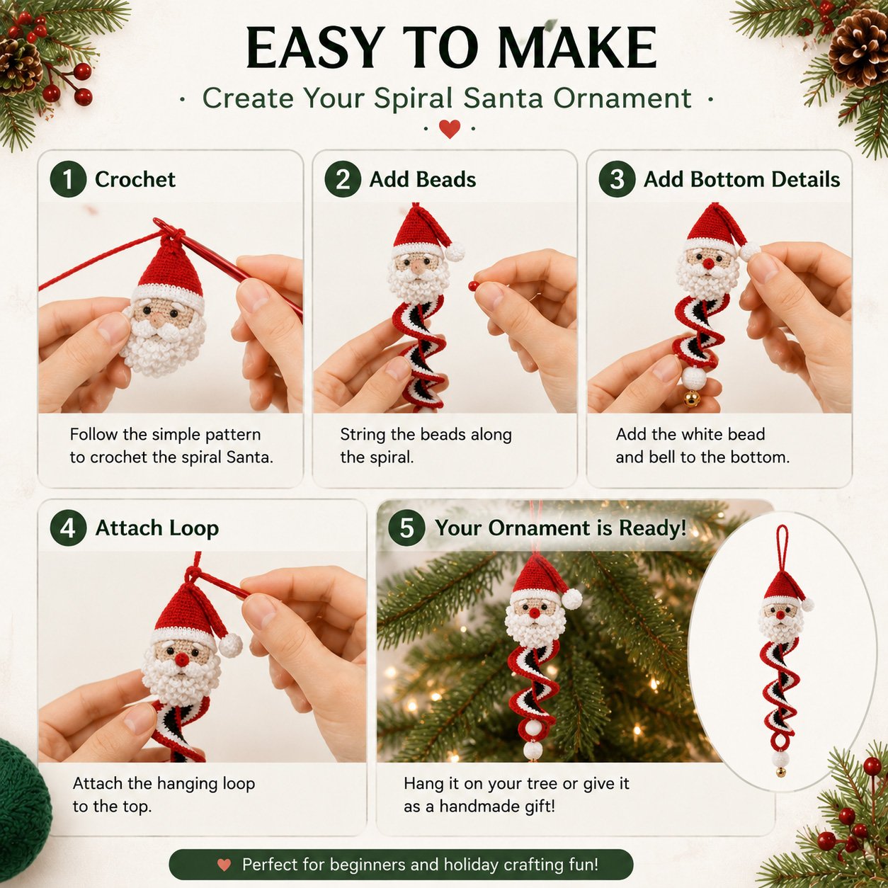 ☃️🧶 Crochet Snowman Spiral Ornament DIY Kit—Stitch Your Own Christmas Magic! 🎄✨