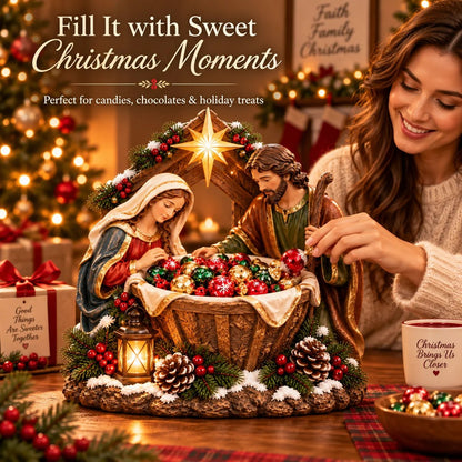 Nativity Blessing Bowl™ | Lighted Christmas Treat Bowl with Mary, Joseph & Bethlehem Star 🎄