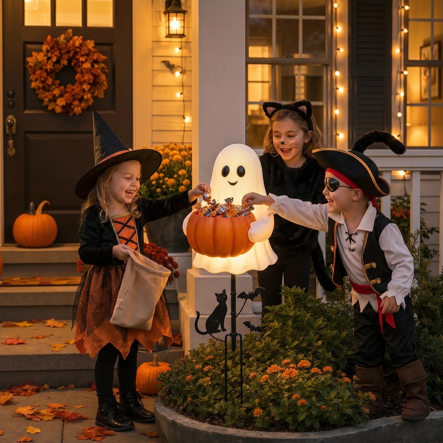 🎃🏡 Glowing Halloween Ghost Candy Holder