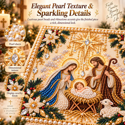 Beginner-Friendly Christian Pearl Bead Art Kit | Pre-Printed Design with Built-In Wooden Frame & Complete Tools 💕