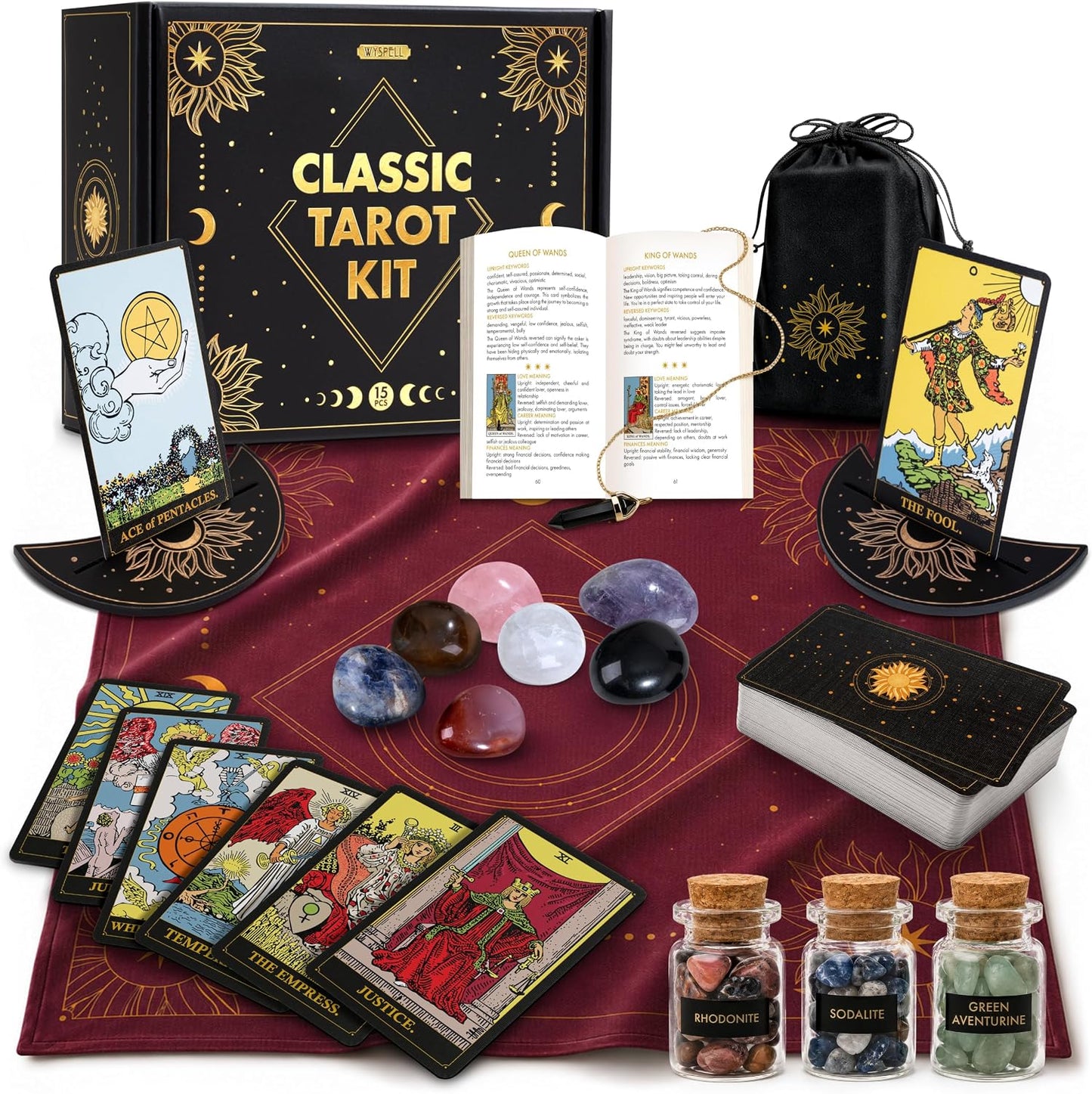 🔮 ALL-IN-ONE CLASSIC TAROT KIT – Complete Beginner Set with Guidebook & Crystals  🌟