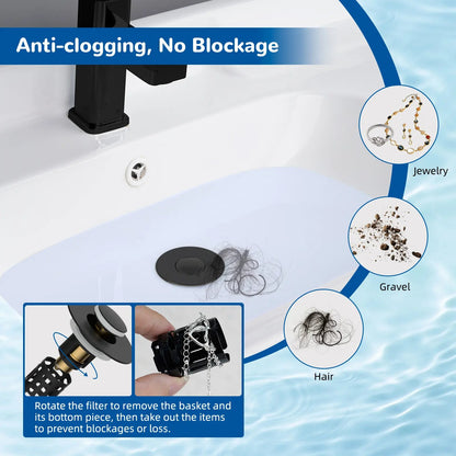 3-in-1 Universal Pop-Up Bathroom Sink Drain Strainer