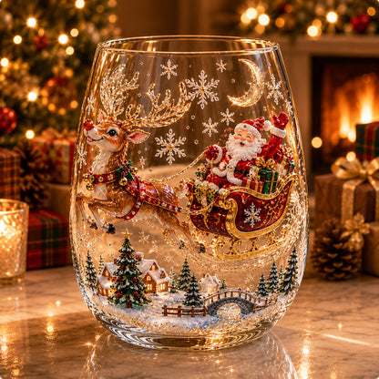 🎅Magical Christmas 3D Glass Cup Collection – Santa, Reindeer, Snowman & Christmas Tree