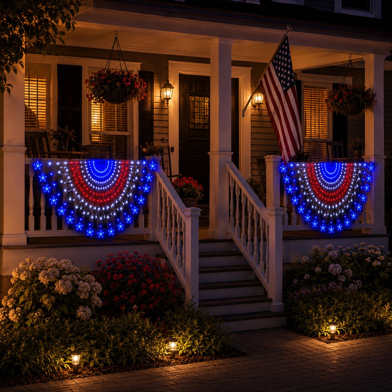 🇺🇸 Patriotic LED Fence Light – 4FT Red White Blue Glow Outdoor Decor